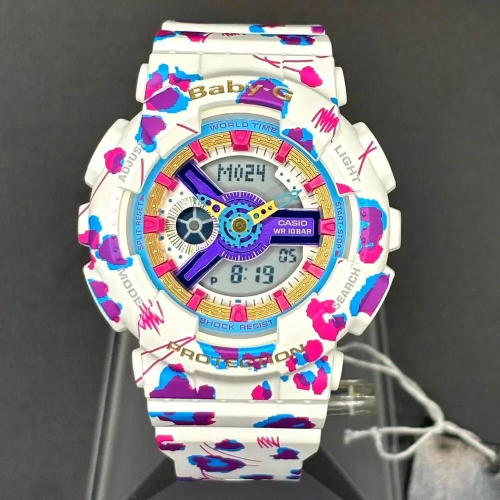 Casio Baby-G BA-110FL-7A Flower Leopard Analog Digital Watch NIBWT